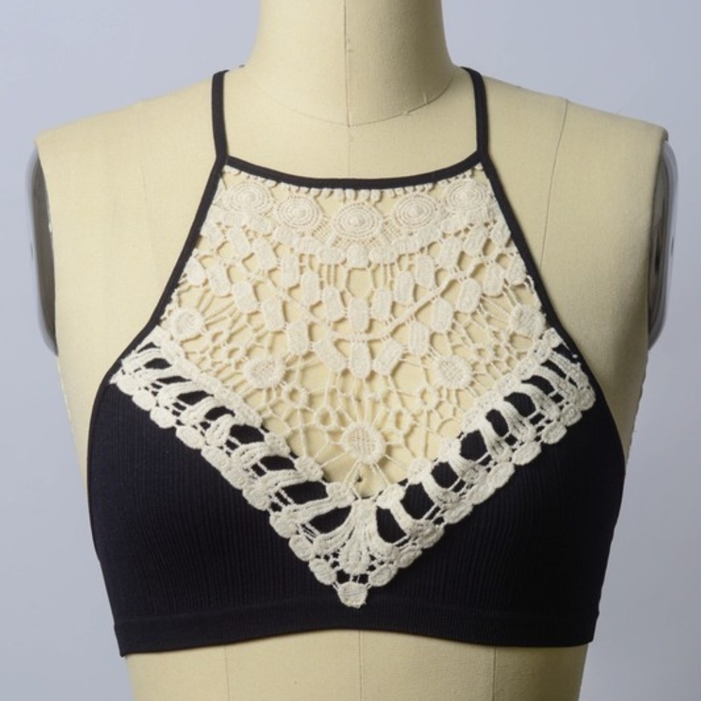 Criss Cross Back Bralette - BLACK - Picture 3 of 4